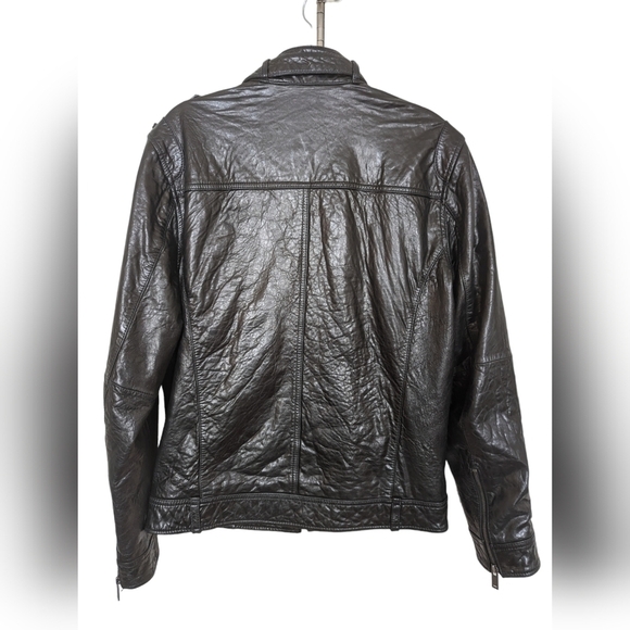 Guess vintage Y2K genuine leather moto Jacket sz M - Picture 2 of 9